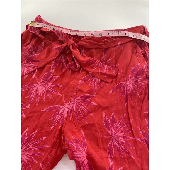 Dee Elly 2 Piece Pants and Cropped Top Outfit Hawaiian Print Red Women's Large - Picture 4 of 11